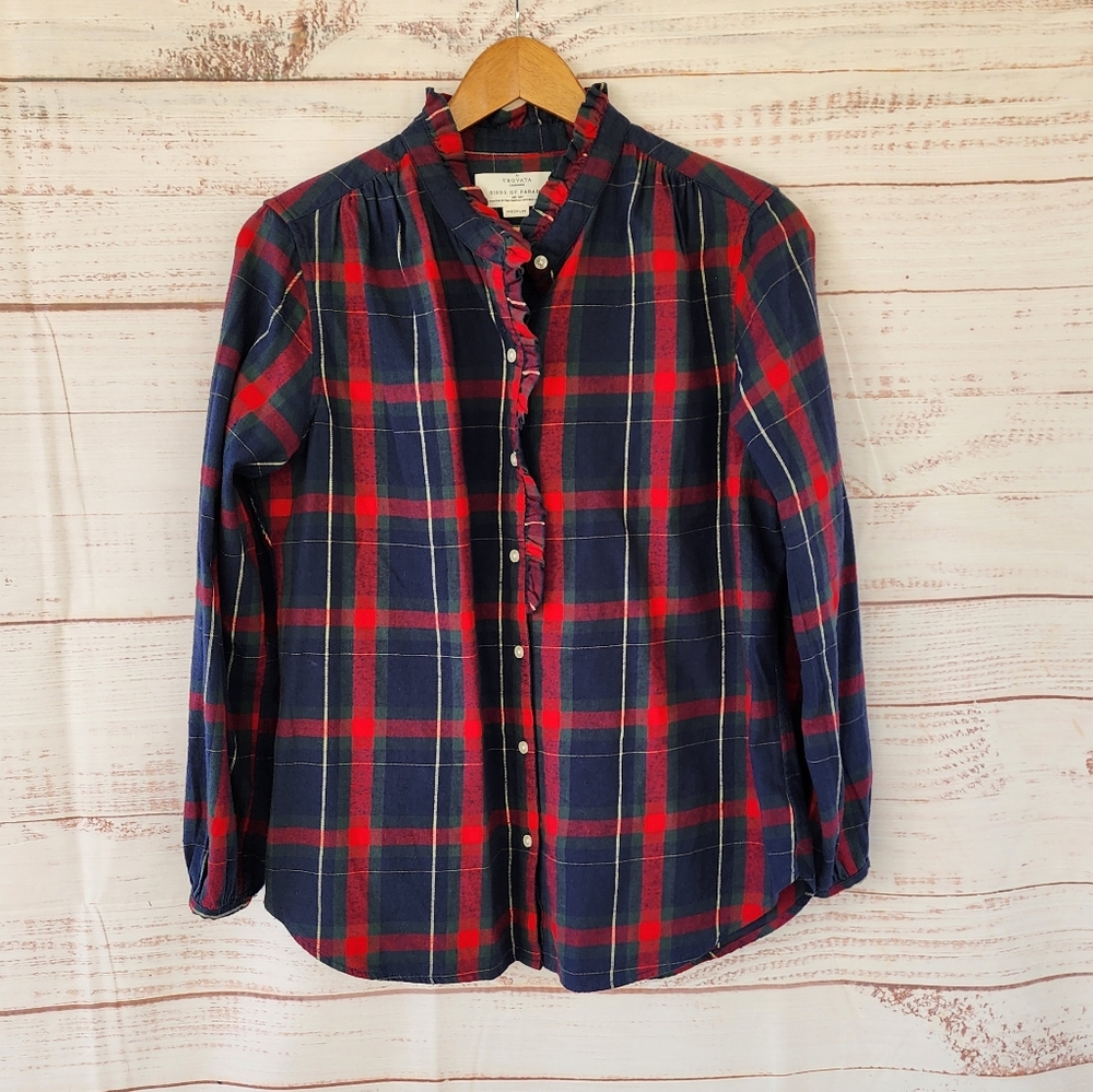 Trovata Birds of Paradis Plaid Flannel Shirt - Picture 14 of 15